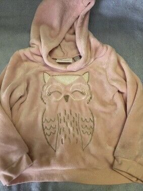 The Children's Place Light Pink Plush Hooded Top with Owl Detail